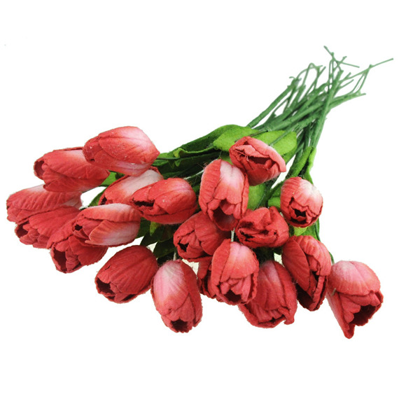 50 RED TONE MULBERRY PAPER TULIP FLOWERS