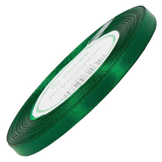 Bottle green satin ribbon 6mm - 32mb