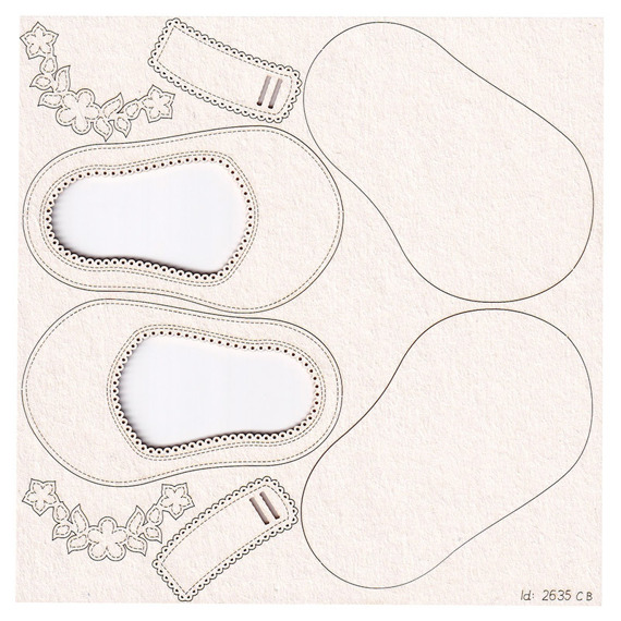 Chipboard Baby girl Shoes - Ballerina 4.5 x 8cm, buckles: wide with belt loop - 3D