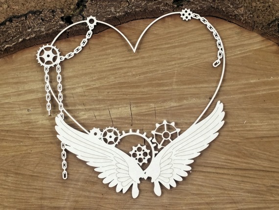 Chipboard - Big frame with a heart - Steampunk 