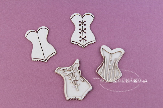 Chipboard Boudoir corsets set - 3D