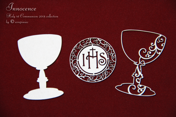 Chipboard Chalice and host -Innocence - Communion set 01  - 3D 