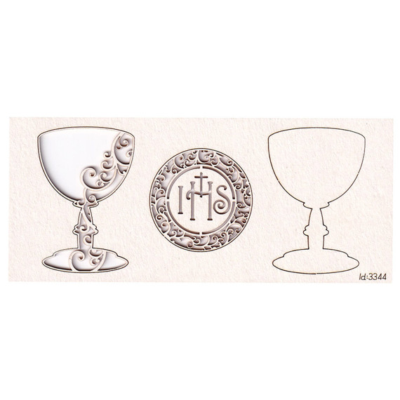 Chipboard Chalice and host -Innocence - Communion set 01  - 3D 