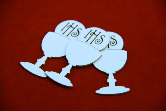 Chipboard Chalice with host - First Communion  - 6 cm (8 pcs) 