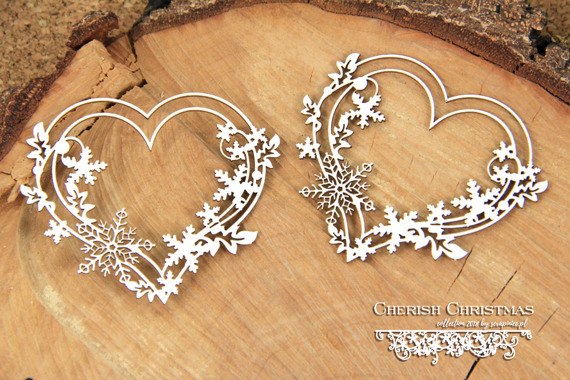 Chipboard - Cherish Christmas - 2 Hearts