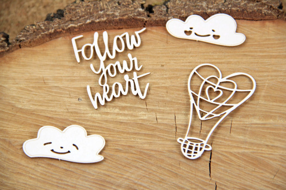 Chipboard - Clouded hearts - Baloon 