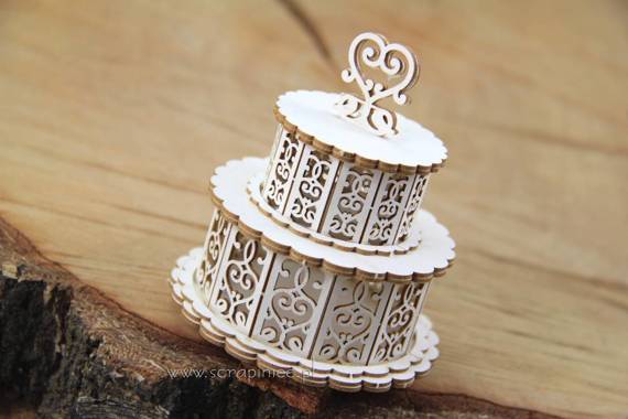 Chipboard Die Cut 3D - 3D openwork cake 02 - Scrapiniec