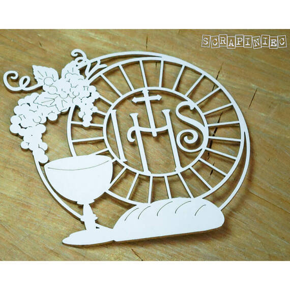 Chipboard Die Cut - Decor with chalice large - First Holy Communion 2024 - Scrapiniec