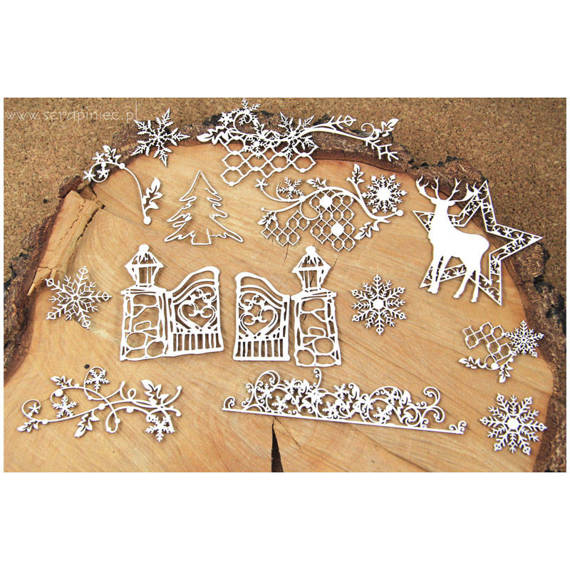 Chipboard Die Cut old Fashioned Christmas album workshop set - Scrapiniec 