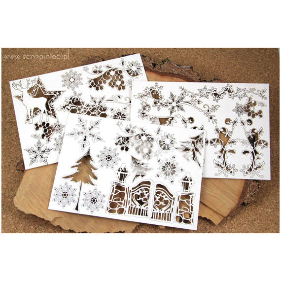 Chipboard Die Cut old Fashioned Christmas album workshop set - Scrapiniec 