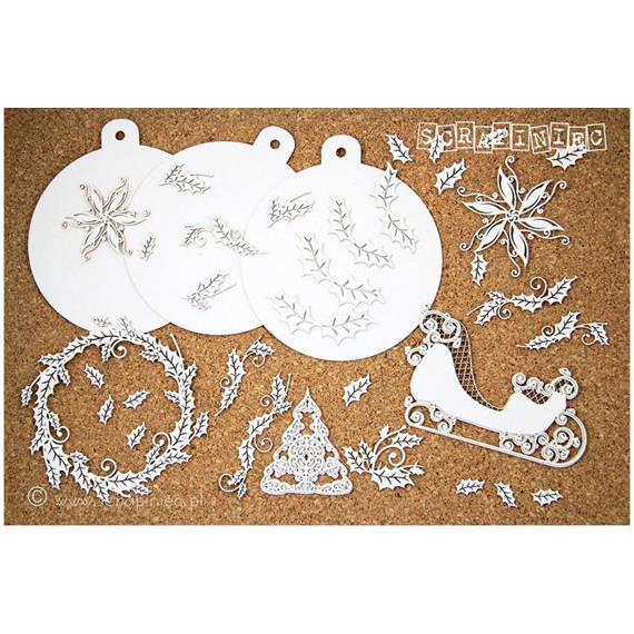 Chipboard Die Cut white baubles workshop set - Scrapiniec 