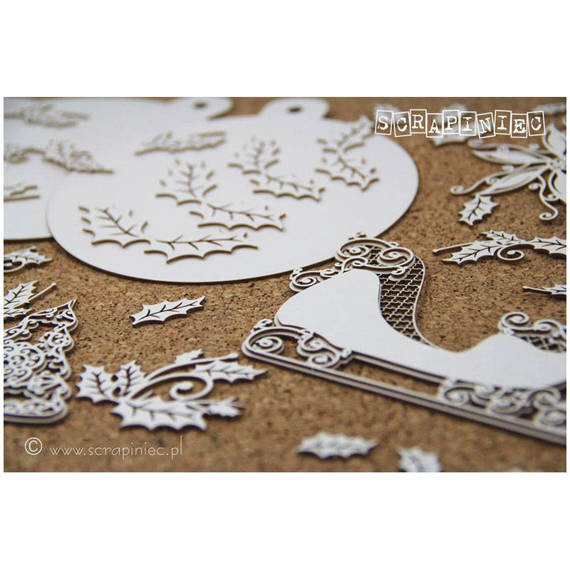 Chipboard Die Cut white baubles workshop set - Scrapiniec 