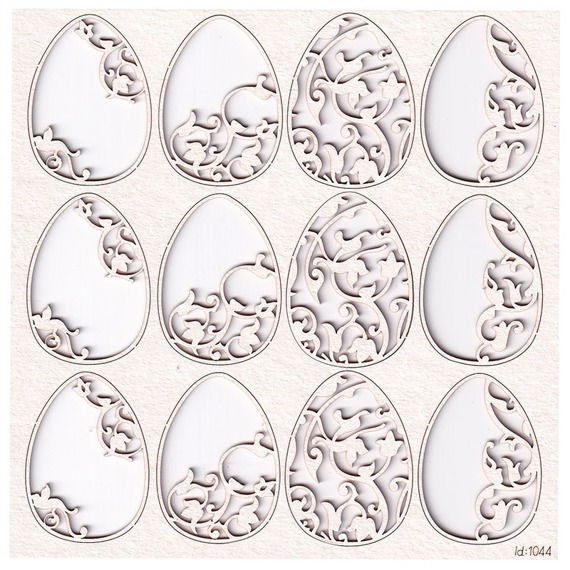 Chipboard Easter Eggs openwork - Floral  - (12 pcs)