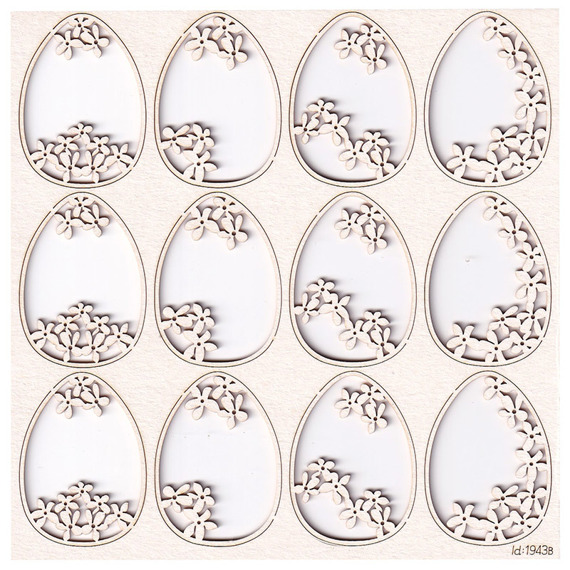 Chipboard  Easter eggs with flowers openframe - (12pcs) 