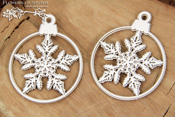 Chipboard - Flowers of Winter - two 2-layered baubles