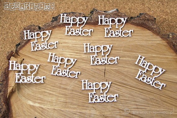 Chipboard - Happy Easter - set of 8 inscriptions - Scrapiniec
