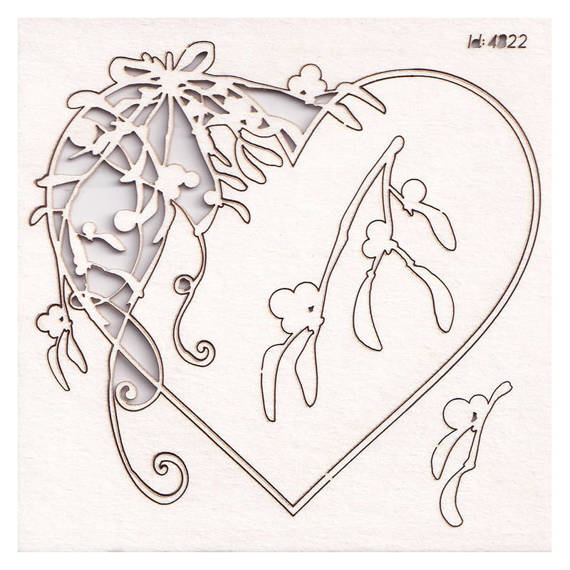 Chipboard - Heart - Mistletoe