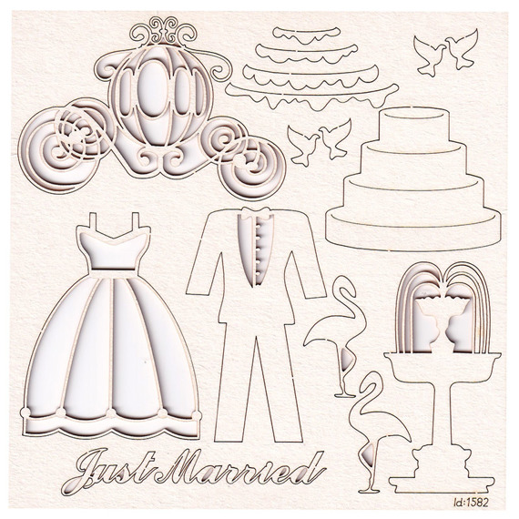 Chipboard Just Married  ornaments - wedding 