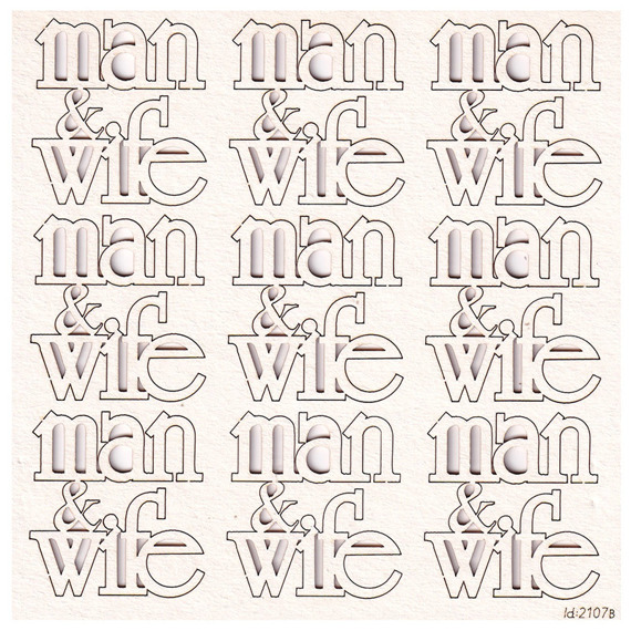 Chipboard Man and Wife Lettering - 9 pcs in the set. 