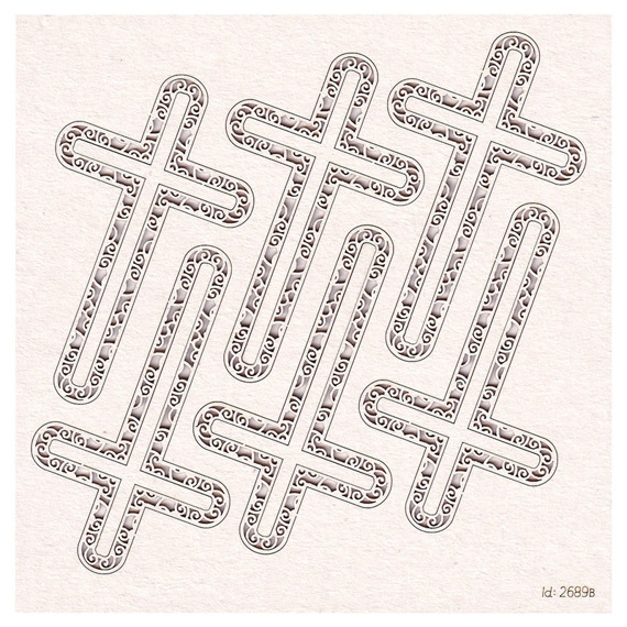 Chipboard Ornamental cross 02, 6 pcs 