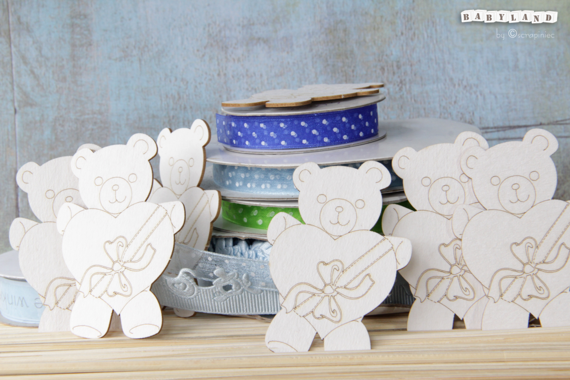 Chipboard Party Teddies with heart - Babyland 