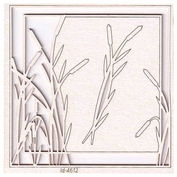 Chipboard - Water Plants -Square frame with cattail
