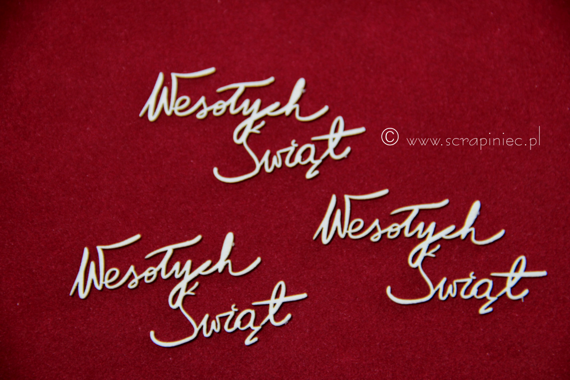 Chipboard Wesolych Swiat (Merry Christmas in Polish) - Brush art script 