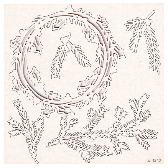 Chipboard - big wreath and Christmas tree branches - Mon Merry cheri 