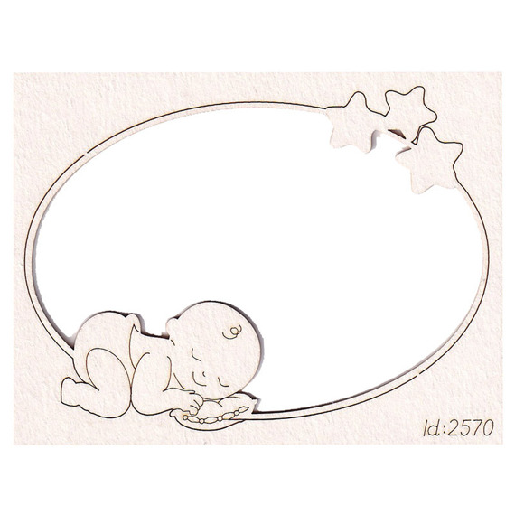 Chipboard frame with a sleeping baby boy 