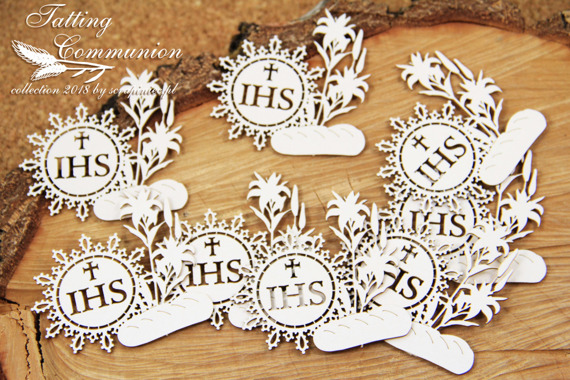 Chipboard - host with lilies - Tatting Communion