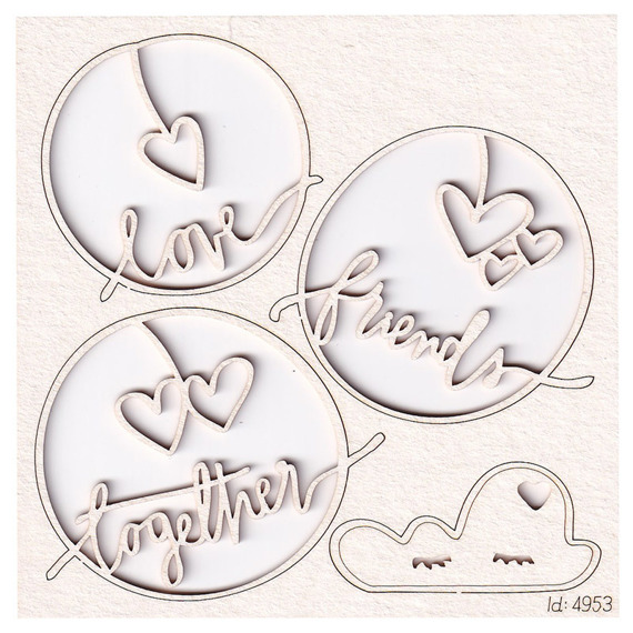 Chipboard lettering - Clouded hearts - Together 