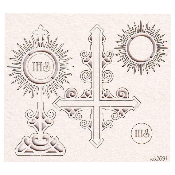Chipboard - ornament set - cross, monstrance, host 
