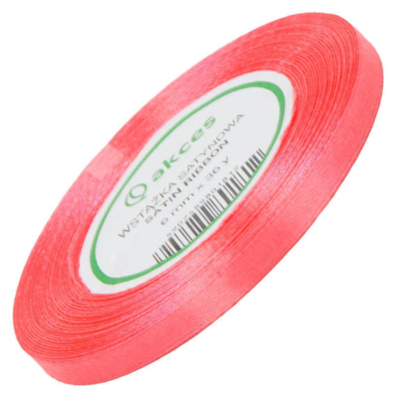 Dark coral satin ribbon 6mm - 32mb