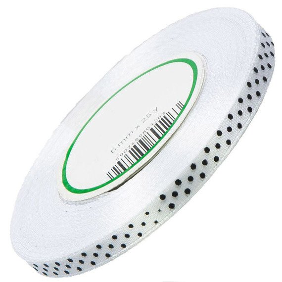 Dotted satin ribbon 6mm 22m 01 white