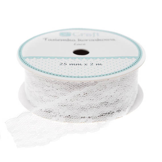 Lace ribbon - DP Craft - white 2.5cm x 2m
