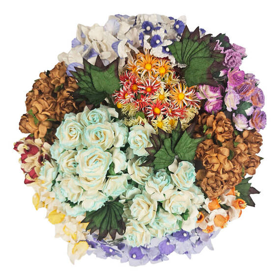 Mix of paper flowers - 320pcs