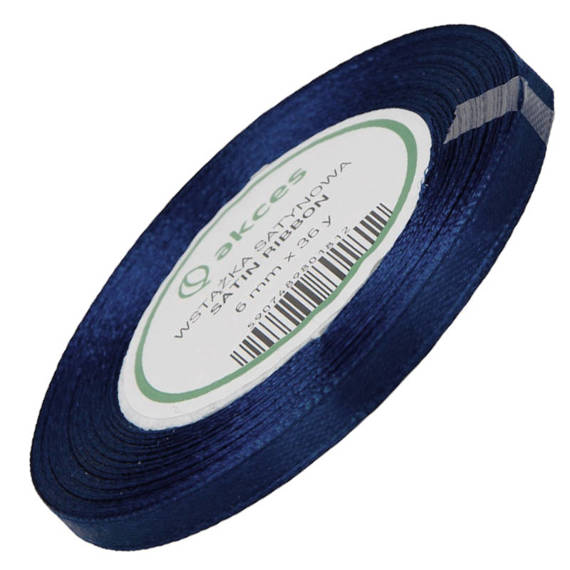 Navy blue satin ribbon 6mm - 32mb