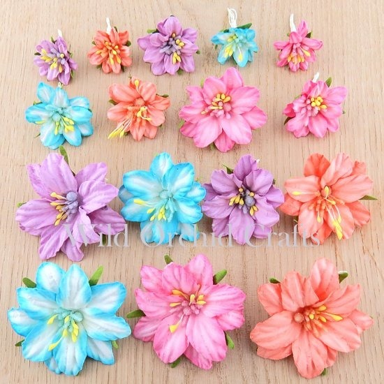 PRETTY FLORI MULBERRY PAPER FLOWERS - PASTEL GEUMS