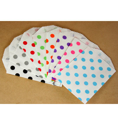 Paper bags 10pcs 2.75 x 4 " (7x10cm) - Aqua Polka Dots - Whisker Graphics