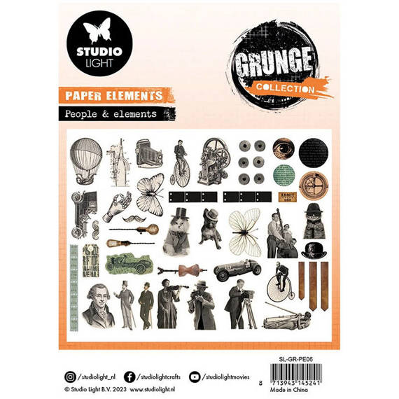 People &amp; Elements Grunge Collection Paper Piece Set - Studio Light 