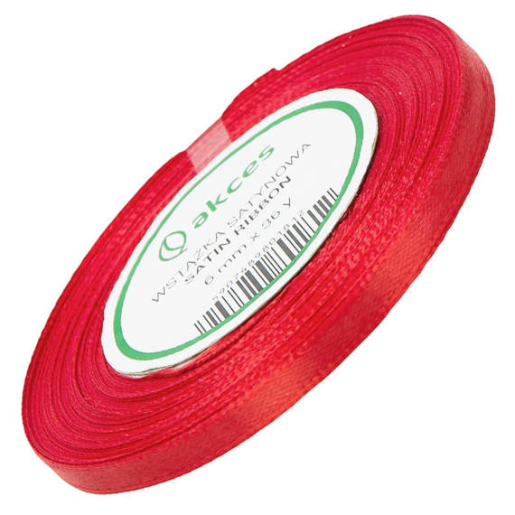 Red satin ribbon 6mm - 32mb