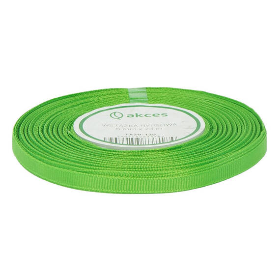 Ribbon / grosgrain ribbon 6mm green bright 22.5mb