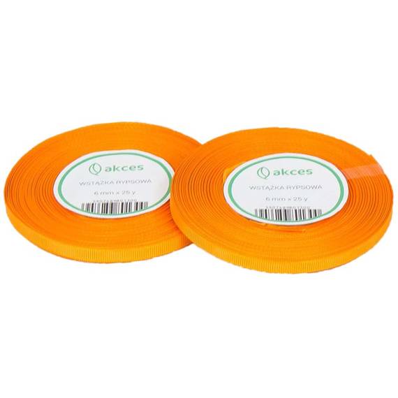 Ribbon / grosgrain ribbon 6mm orange 22.5mb