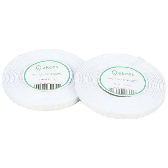 Ribbon / grosgrain ribbon 6mm white 22.5mb