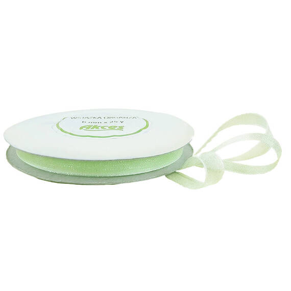 Ribbon organza light green 6mm x 23m