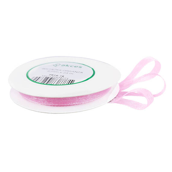 Ribbon organza pink 6mm x 23m