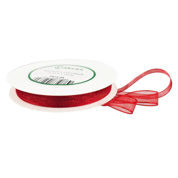 Ribbon organza red 6mm x 23m