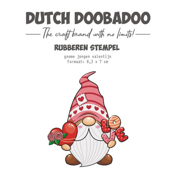 Rubber stamp - Dutch Doobadoo - Gnome Boy Love gnome with heart