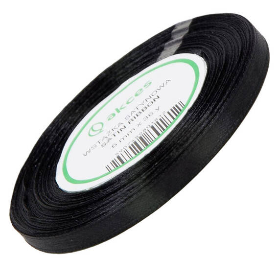 Satin ribbon black 6mm - 32mb