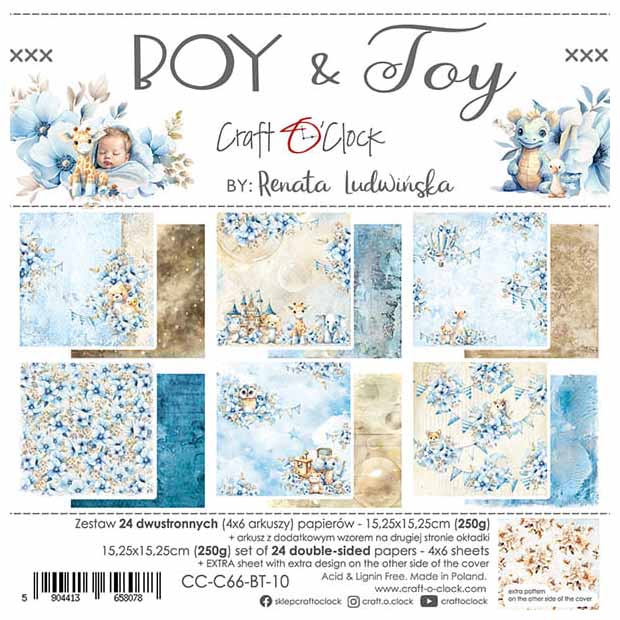 Scrapbooking Craft Papier Set 15x15 - Craft o'clock - Boy & Toy